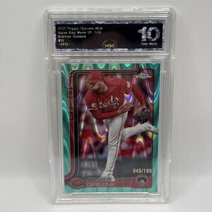 2025 Topps Chrome - Hunter Greene #91 Aqua Lava Refractor /199 - Graded 10 Gem
